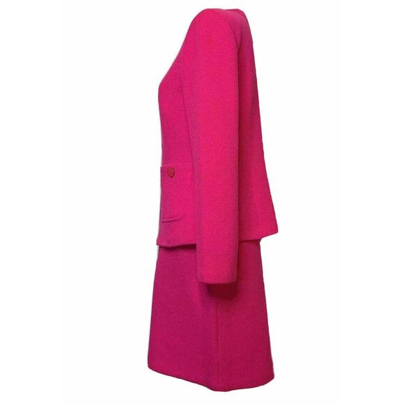 VTG Style St John Black Label Santana 2pc hot pink suit jacket 10 & skirt 6 - Picture 4 of 12